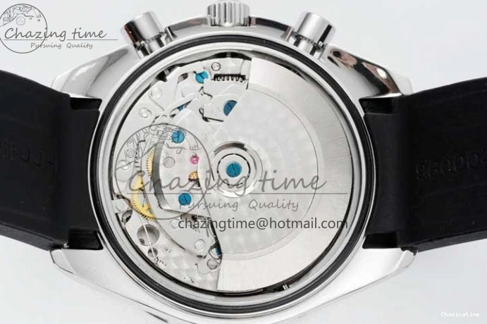 0111 Breathable Speedmaster Racing Master SS HKF Best Edition White Dial on Black Rubber Strap A 7815